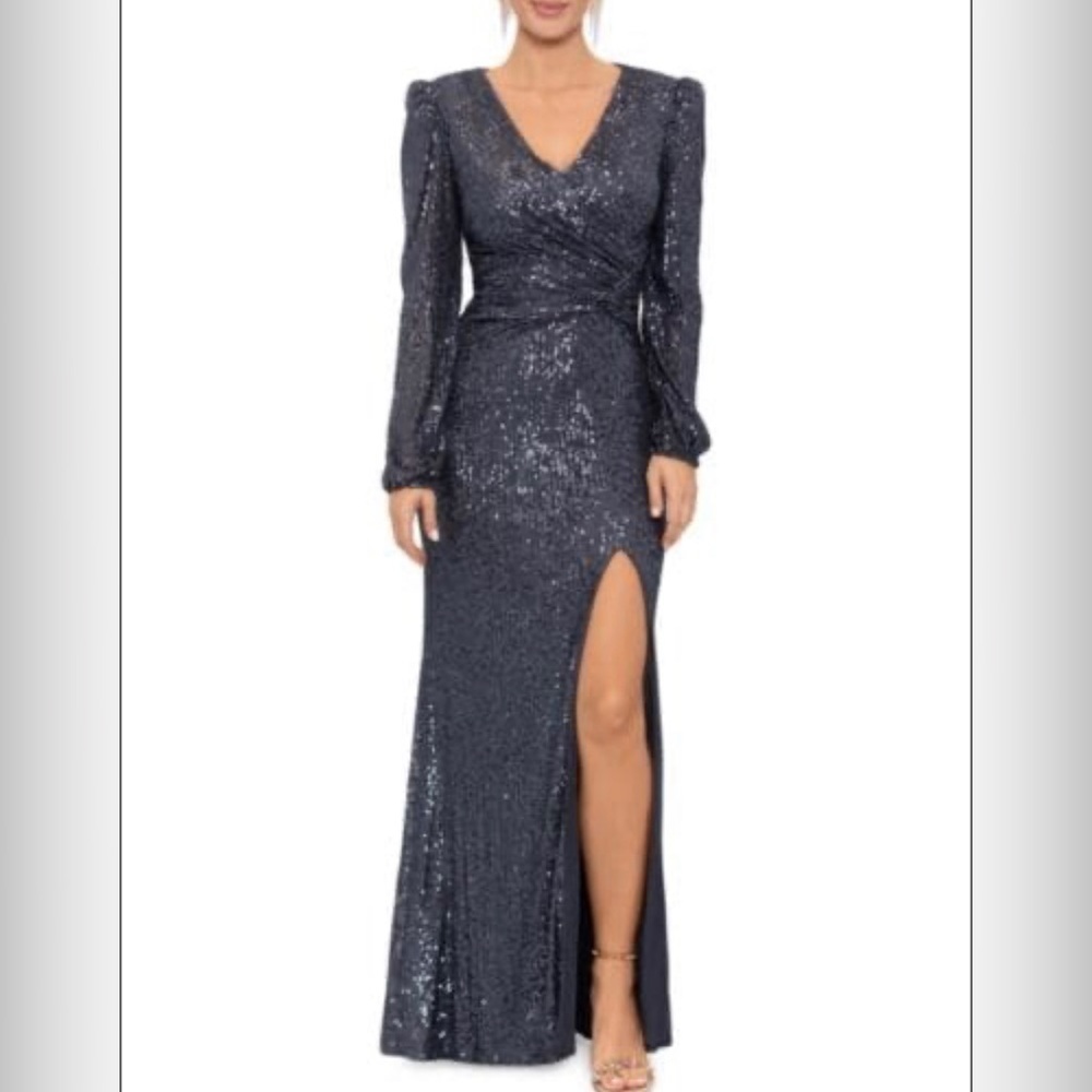 XSCAPE
Sequin Puff Sleeve Gown Charcoal 16